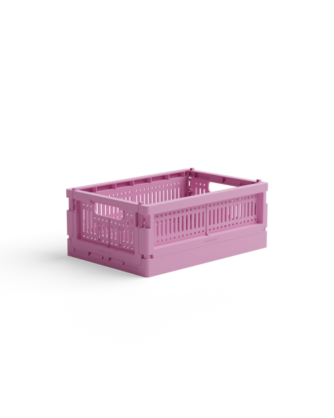 Caisse de rangement pliable et empilable en plastique recyclé - taille small - rose fuchsia - Made