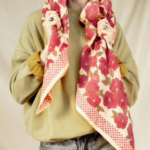 Big Foulard Latika "Bloom"  - Macadamia apaches