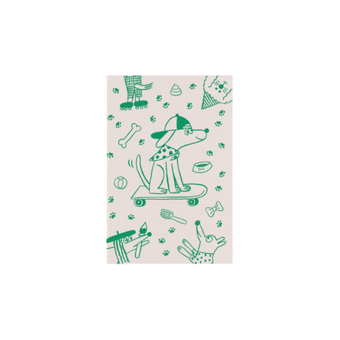 Carnet A5 Woof - Beige & Vert pomme