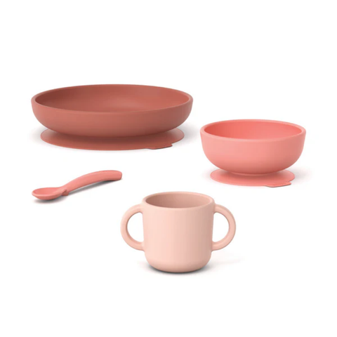 Coffret Repas Bébé en Silicone Premium -  Coral