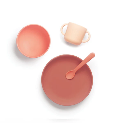 Coffret Repas Bébé en Silicone Premium -  Coral