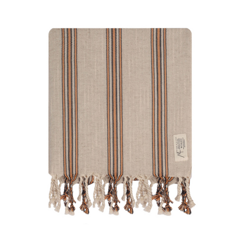 Drap De Plage - Fouta - En Lin Et Coton Bio - Apricot