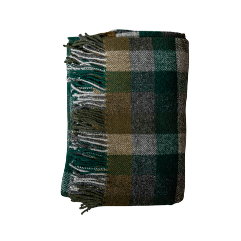 Plaid 100% laine à carreaux - Forest