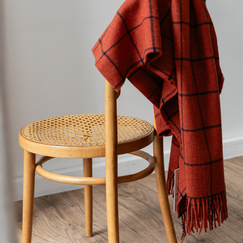 Plaid cachemire et laine mérinos - Paprika