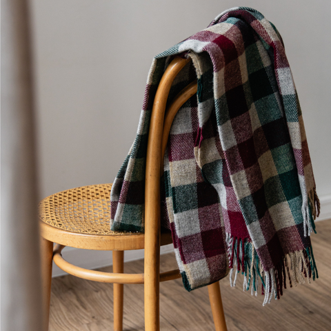 Plaid 100% laine à carreaux - Trekking