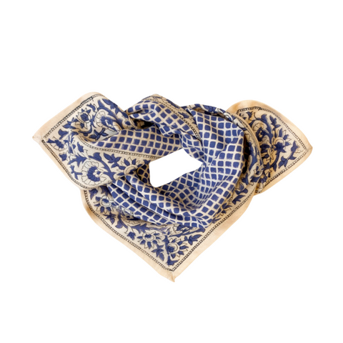 Small Foulard Manika "Mosaïc" - Navy Blue