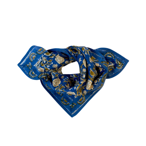 Small Foulard Manika "Soleil" - Bleu Klein