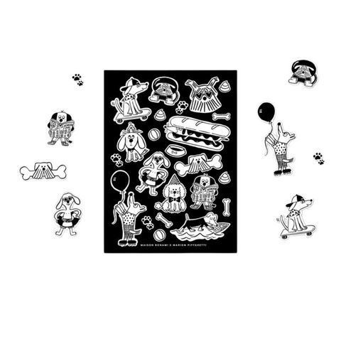 Planche de stickers A5 Woof - Noir