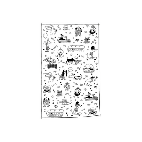 Torchon coton Woof - Noir et Blanc