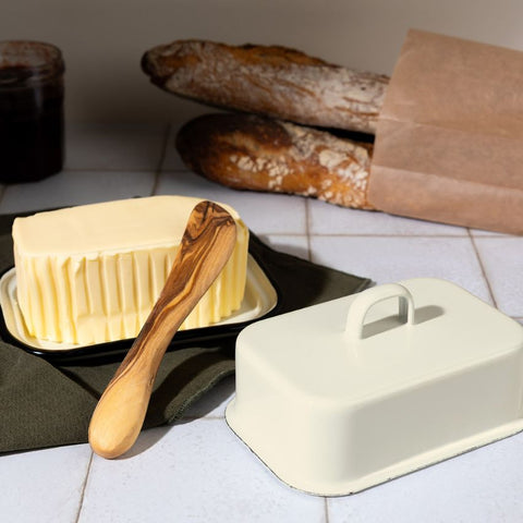 Beurrier en émail - Crème