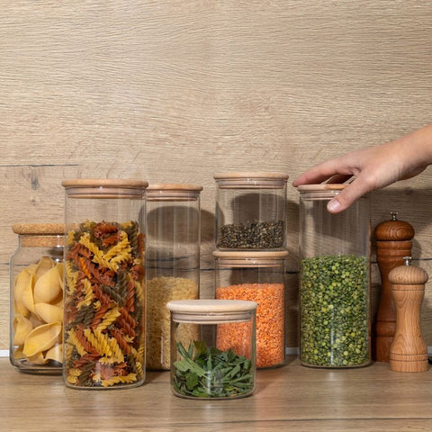 Bocal en verre et couvercle en bois - 1,8 L