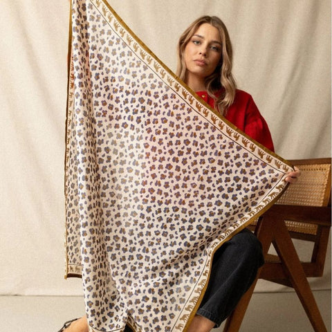 Big Foulard Dupatta - Léopard Macadamia
