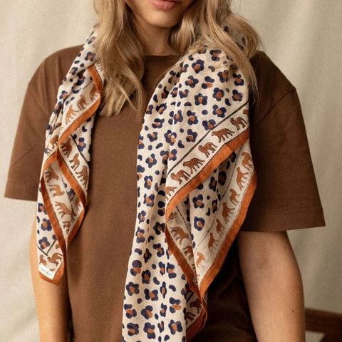 Big Foulard Dupatta - Léopard Rust
