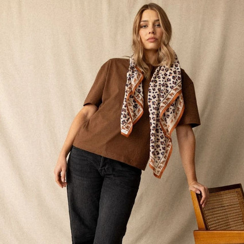 Big Foulard Dupatta - Léopard Rust