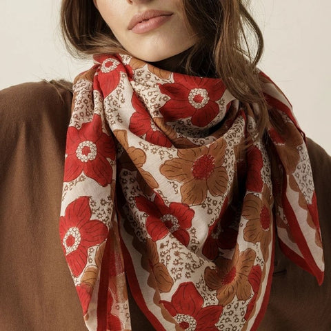 Big Foulard Dupatta - Zinnia Fiesta
