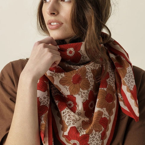 Big Foulard Dupatta - Zinnia Fiesta