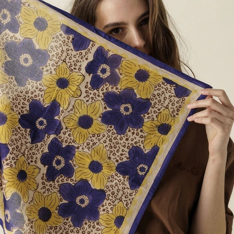Small Foulard Dupitta - Zinnia Mango
