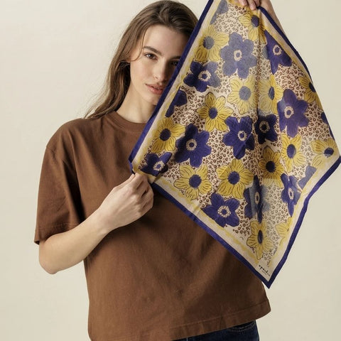 Small Foulard Dupitta - Zinnia Mango