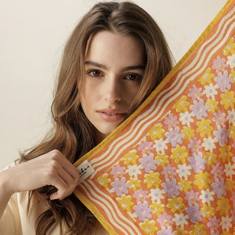 Small Foulard Manika - Paquerette Orange