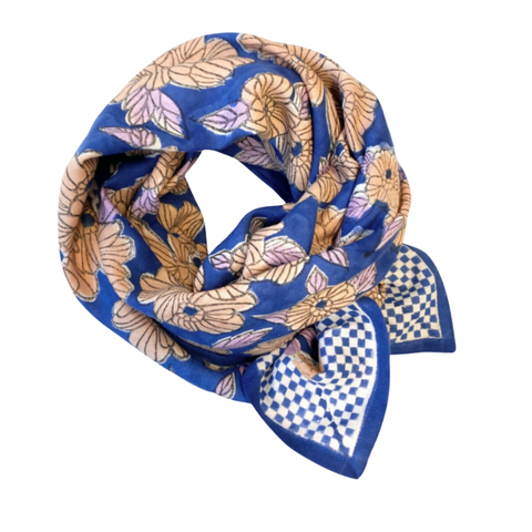 Big Foulard Latika  "Bloom" - Bleu Klein