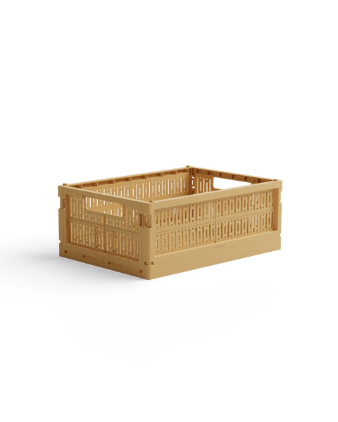 caisse de rangement pliable et empilable en plastique recyclé - taille m - caramel fudge - Made