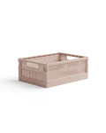 caisse de rangement pliable et empilable en plastique recyclé - taille m - rose poudré - Made