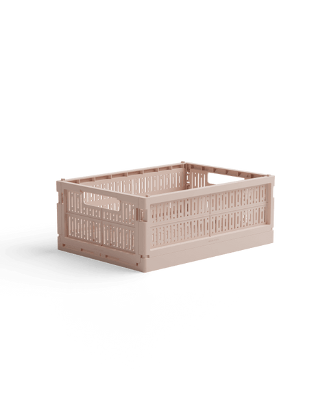 caisse de rangement pliable et empilable en plastique recyclé - taille m - rose poudré - Made