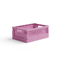 Caisse de rangement pliable et empilable en plastique recyclé - taille small - rose fuchsia - Made