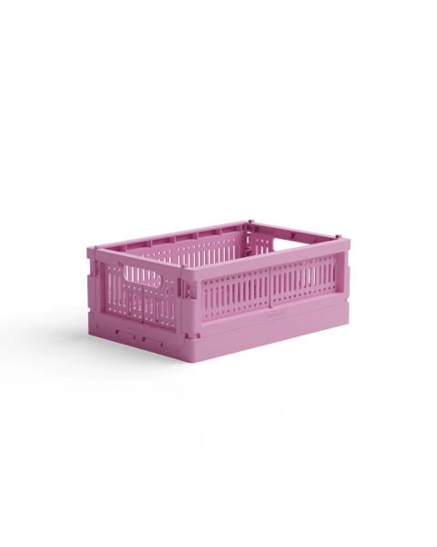 Caisse de rangement pliable et empilable en plastique recyclé - taille small - rose fuchsia - Made