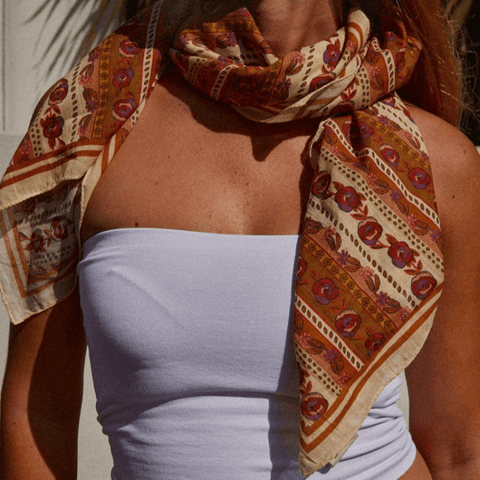 Foulard Flores Grenat Coton - Coutume