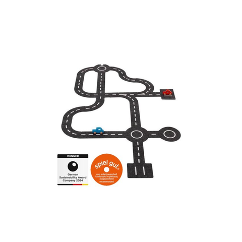 Grand circuit en feutre avec 2 voitures