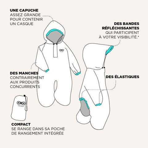 Imperméable enfant pour siège vélo - Beige