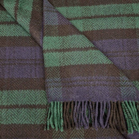 Plaid en laine et cachemire - Carreaux marine & vert