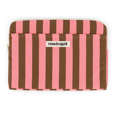 Pochette d'ordinateur 13/14' - Octave Rayures Funky pink / Olive