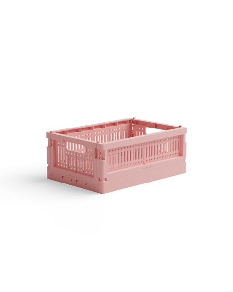 Caisse de rangement pliable et empilable en plastique recyclé - taille small - Rose bonbon - Made