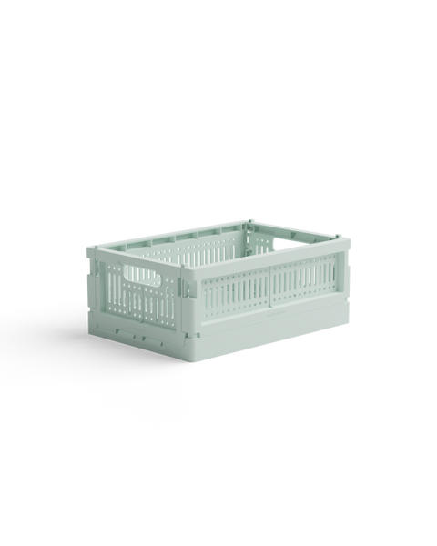 Caisse de rangement pliable et empilable en plastique recyclé - taille small - vert menthe  - Made