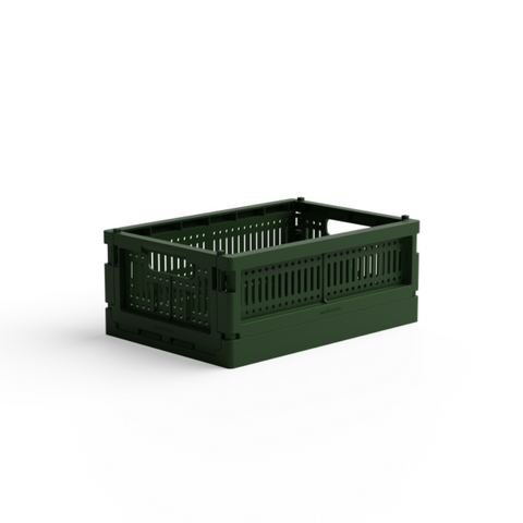 Caisse de rangement pliable en pastique recyclé vert forêt small Made