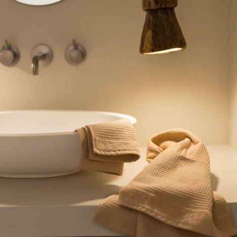 Serviette de toilette recyclée nid d'abeilles - Dragée