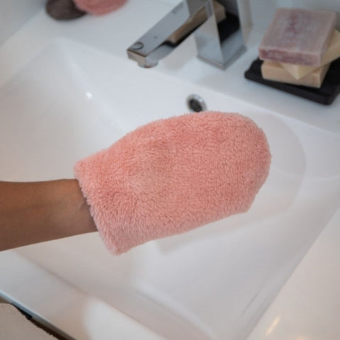 Gant démaquillant à l'eau - Rose