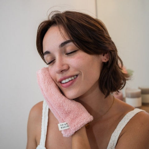 Gant démaquillant à l'eau - Rose