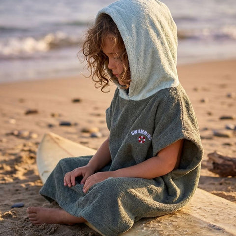 Poncho de bain enfant Kaki