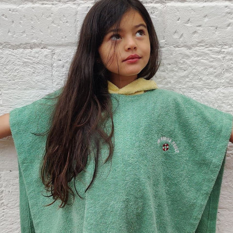Poncho de bain enfant menthe citron
