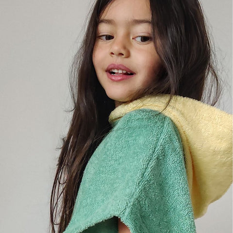 Poncho de bain enfant menthe citron