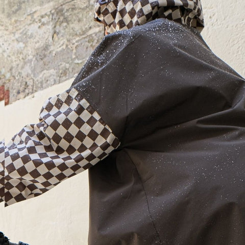 Poncho de pluie court - Damiers Kaki
