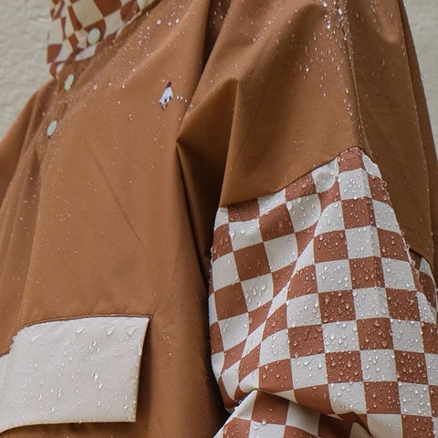 Poncho de pluie court - Damiers Marron