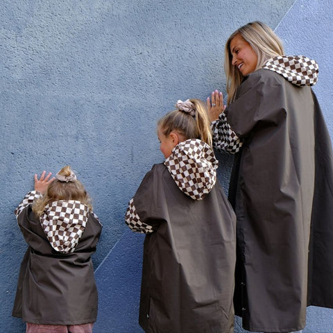 Poncho de pluie enfant - Damiers Kaki