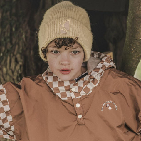 Poncho de pluie enfant - Damiers Marron