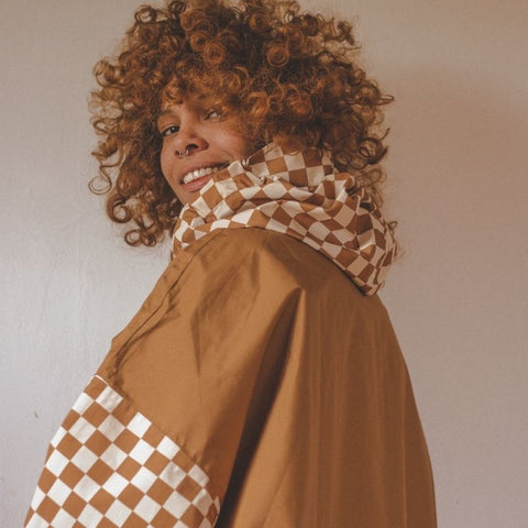 Poncho de pluie long - Damiers Marron