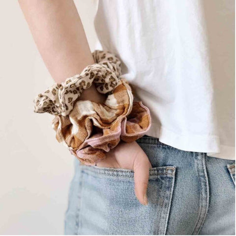 Chouchou Vichy mauve / caramel