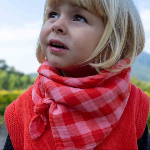 Lange - Bianca Vichy Rouge / Rose - 70x70 cm